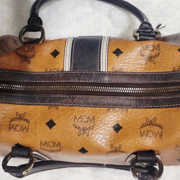MCM Cognac and Black Satchel - Picture 3 of 6